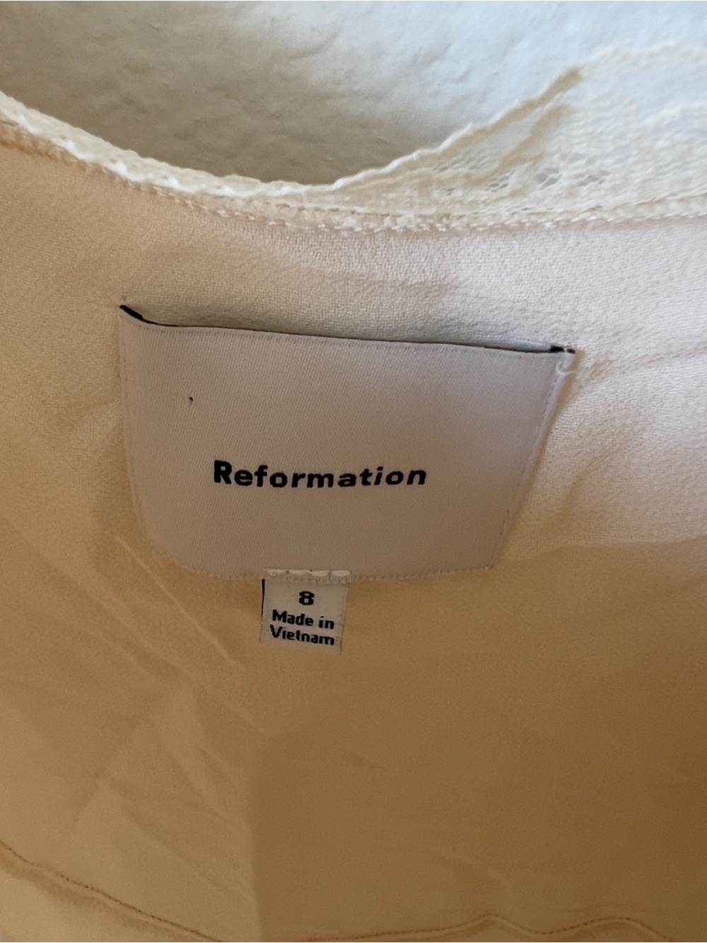 Reformation Laverna Smocked Bell-Sleeve Midi Dress in Cream - Picture 8 of 9
